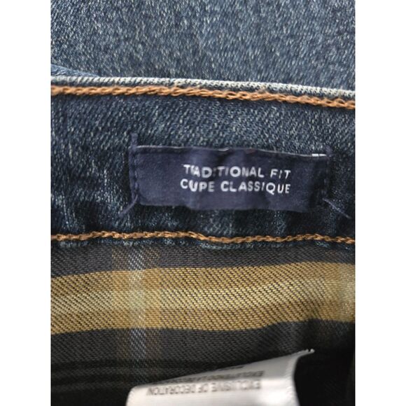 Lands' End Plaid Lined Jeans Men 38x30 Blue Cotton Poly Plaid Made in Kenya - Picture 5 of 7